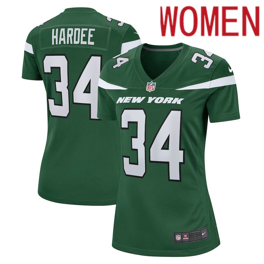 Women New York Jets 34 Justin Hardee Nike Gotham Green Game NFL Jersey